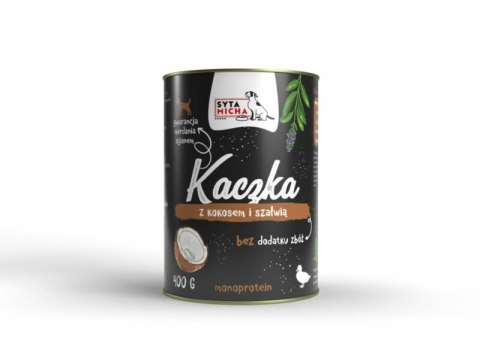 SYTA MICHA Karma mokra dla psa kaczka z kokosem i szałwią 400g SYTA MICHA Karma mokra dla psa kaczka z kokosem i szałwią 400g
