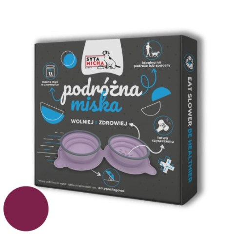 SYTA MICHA Miska składana podróżna dla psa 500ml - bordowa SYTA MICHA Miska składana podróżna dla psa 500ml - bordowa