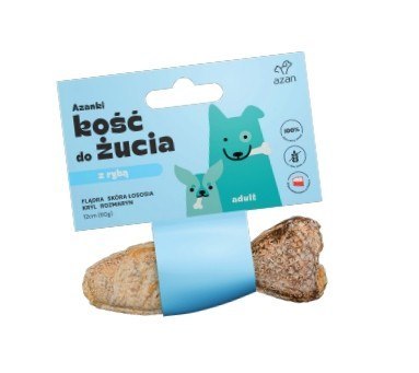 AZAN- Kość do żucia dla psa Z FLĄDRĄ, ROZMARYNEM I KRYLEM W SKÓRZE ŁOSOSIA 12CM AZAN- Kość do żucia dla psa Z FLĄDRĄ, ROZMARYNEM I KRYLEM W SKÓRZE ŁOSOSIA 12CM