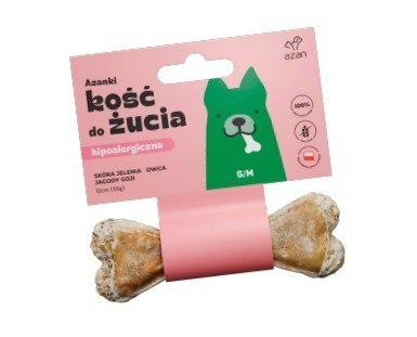 AZAN- Kość do żucia dla psa ZE SKÓRY JELENIA Z OWCĄ I JAGODAMI GOJI 12cm AZAN- Kość do żucia dla psa ZE SKÓRY JELENIA Z OWCĄ I JAGODAMI GOJI 12cm