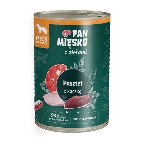 PAN MIĘSKO Karma mokra dla psa, Pasztet z kaczką, wołowiną, indykiem i ziołami 400 g PAN MIĘSKO Karma mokra dla psa, Pasztet z kaczką, wołowiną, indykiem i ziołami 400 g